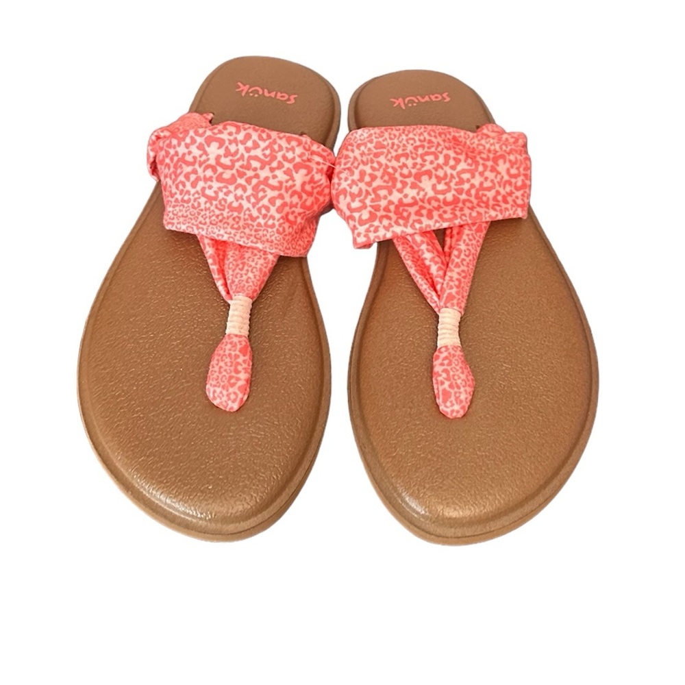 Sanuk sandals white floral coral